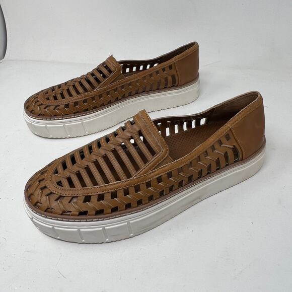 Vince Camuto Huarache Shoe Leather Sneaker Tan Brown Casual Slip On - 9.5 - Picture 4 of 6